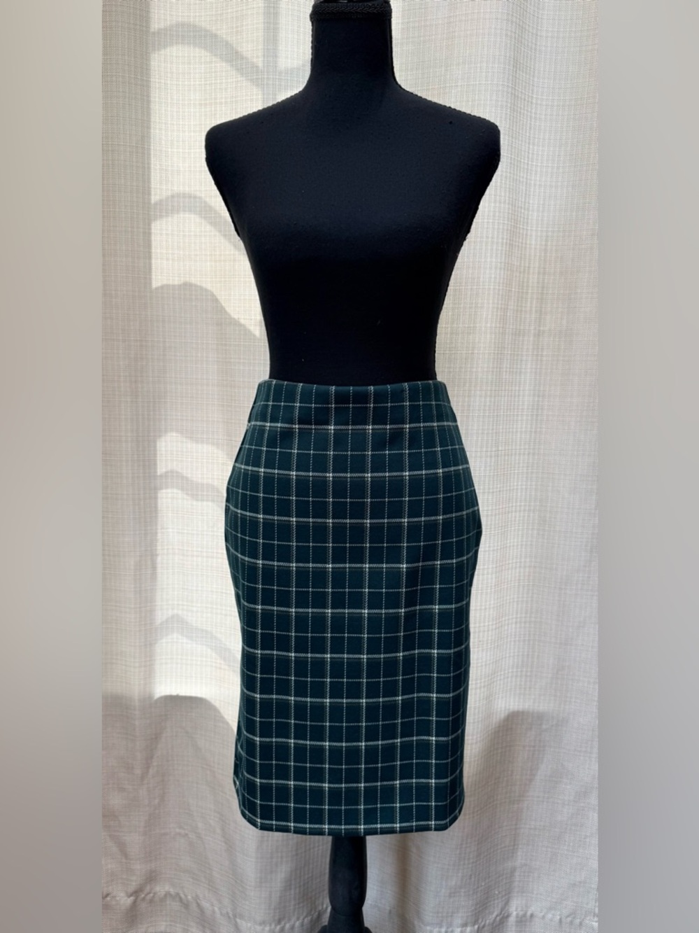 Ann Taylor Green Plaid Pencil Skirt Sz Xs Classic Work Preppy Chic NWT